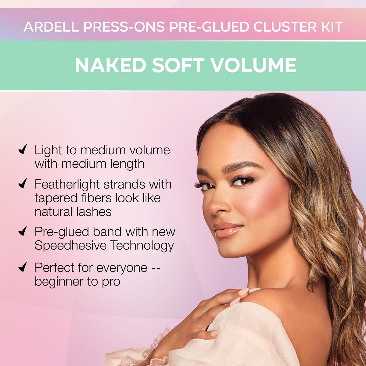Ardell Press On Lashes Naked Soft Volume Pre Glued Lash Clusters, 60 ct