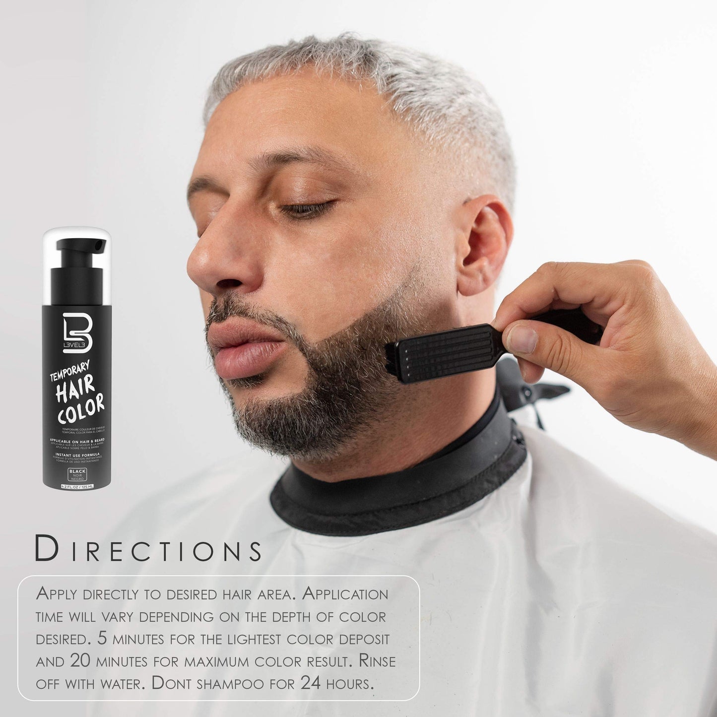 L3 - Temporary Beard Color - Full Beard in Minutes - Easy to Apply and No Mixing Required - Level 3 Natural Looking Black Dye Beauty & Personal Care L3