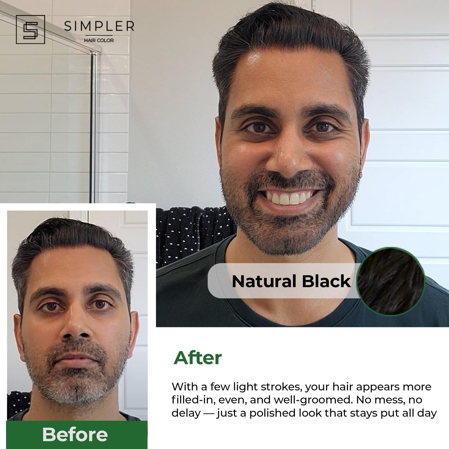 Simpler Hair Color Touch Up Temporary Beard Dye for Men for Gray Hair Coverage - Natural, Clean Ingredients - Hypoallergenic Reusable Instant Beard Beauty & Personal Care SIMPLER HAIR COLOR