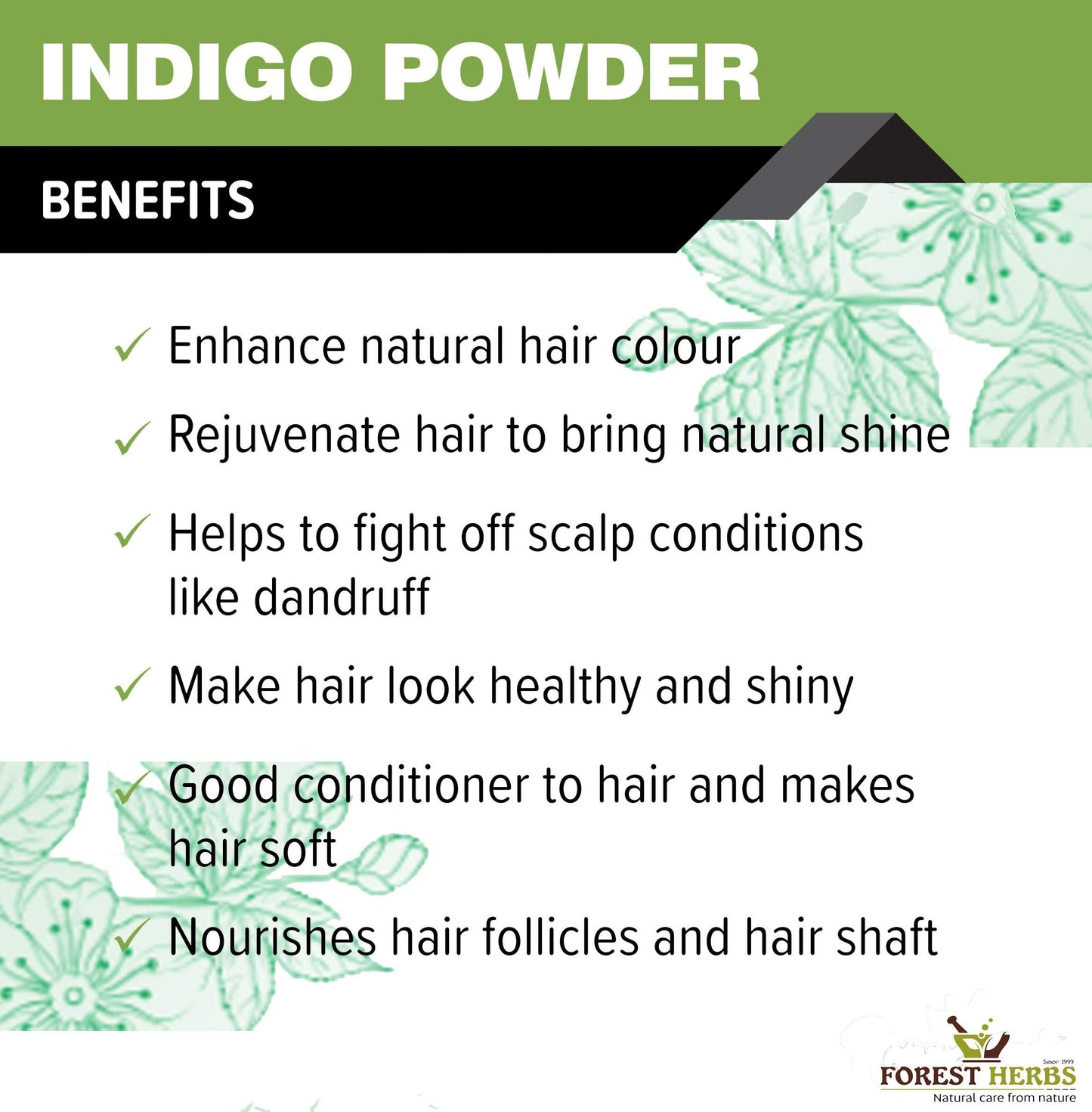 The Forest Herbs Natural Care From Nature Organic Indigo Powder for Hair Colour, 200g (Pack of 1) Beauty & Personal Care THE FOREST HERBS Natural care from nature