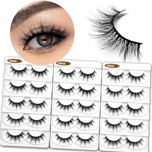 Eliace False Eyelashes Natural look Cat Eye Lashes Wispy Strips 3D Mink Lashes Fake Eyelashes Volume Fluffy Thick,Thin Soft Band Comfortable Dramatic Beauty & Personal Care Eliace