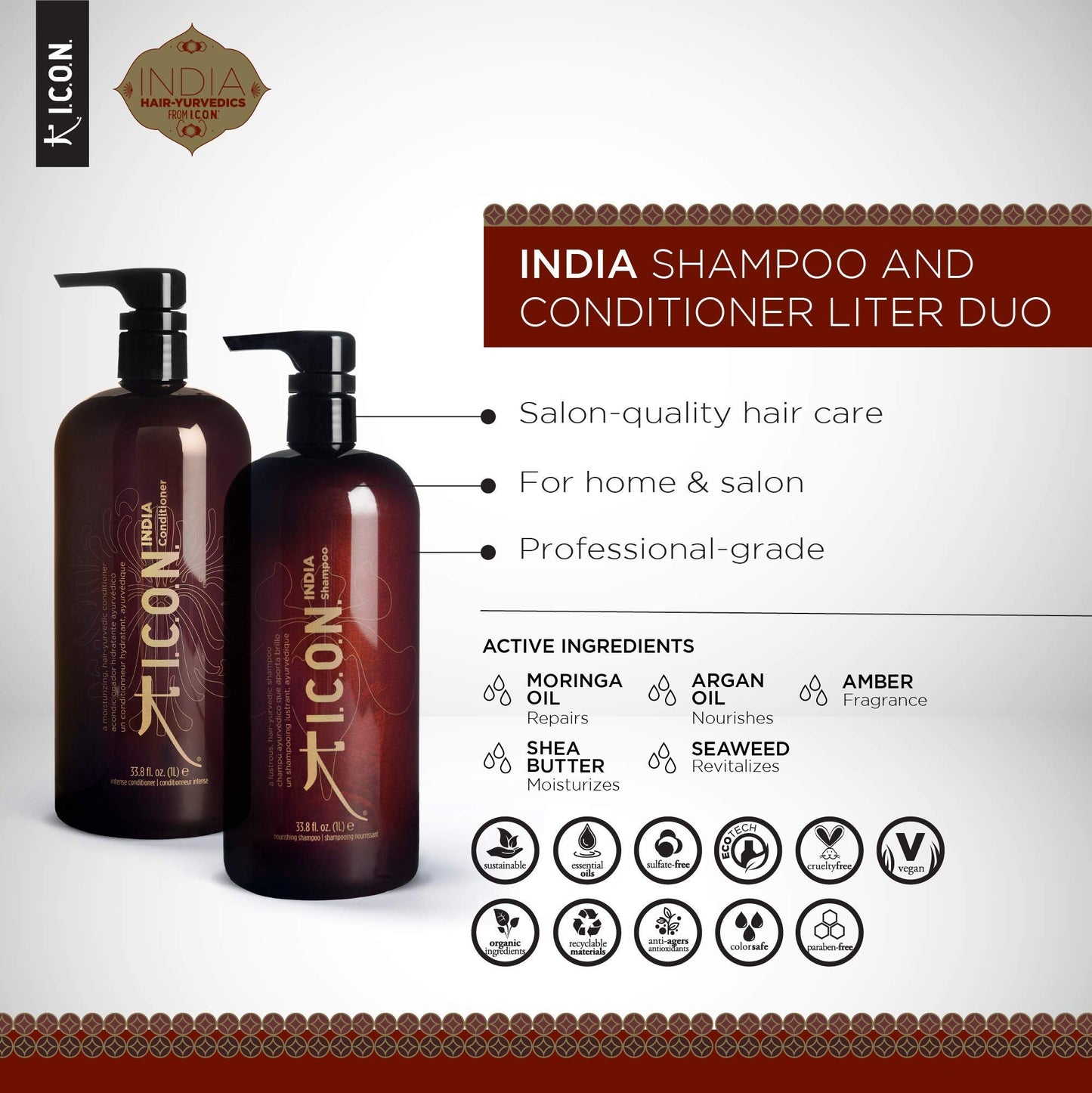 Icon India Shampoo and Conditioner Liter Duo by ICON Beauty & Personal Care ICON