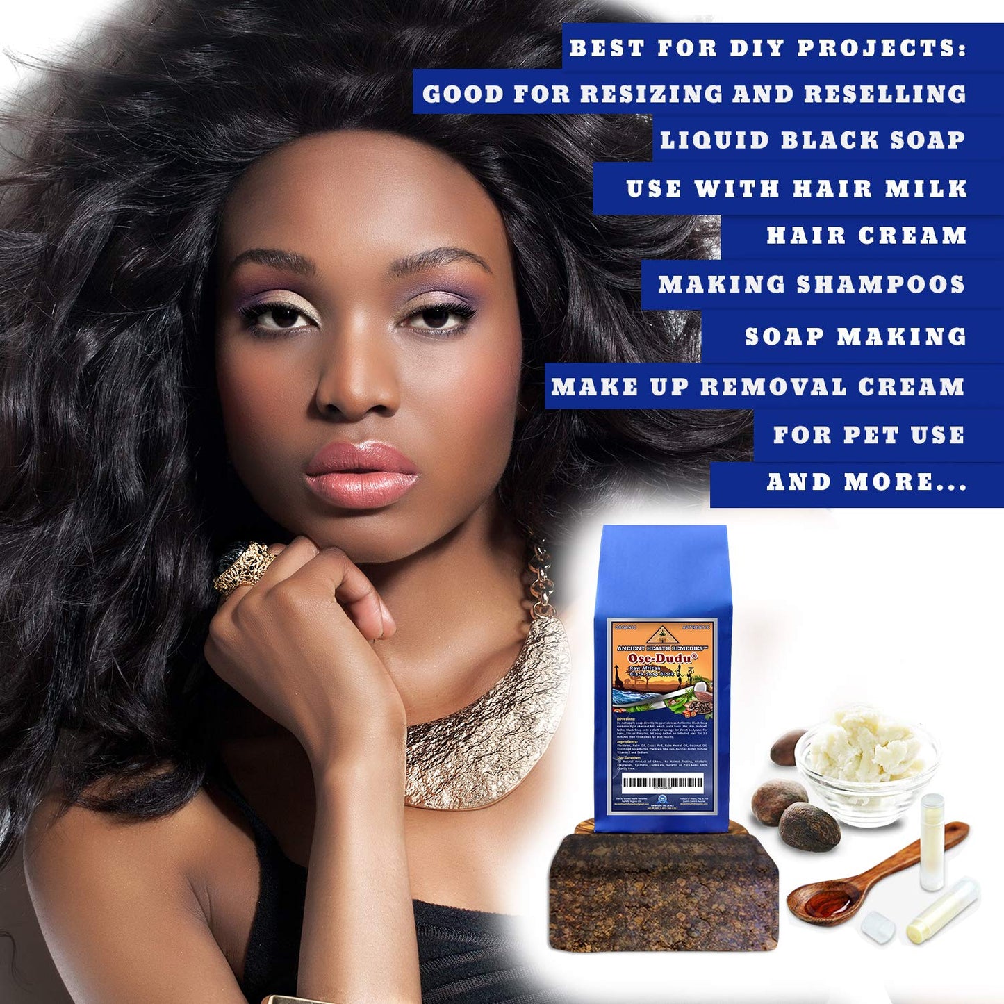 Organic, Anti-Bacterial, Anti-Fungal OSE-DUDU AFRICAN BLACK SOAP 1 LB (16 oz) BLOCK. Authentic, Handmade, Unscented Raw Best For Acne, Anti-Aging Beauty & Personal Care ANCIENT HEALTH REMEDIES