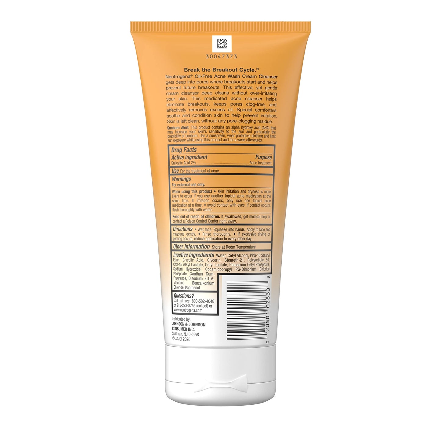 Neutrogena Oil-Free Acne Face Wash Cream Cleanser with 2% Salicylic Acid Acne Treatment, Non-Comedogenic & Gentle Daily Facial Cleanser for Acne-Prone Beauty & Personal Care Neutrogena