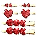 MOLOCH 6PACK Valentine'Day Hair Clips for Women Red Glitter Heart Hair Clip Hairpins Stylish Hair Barrettes Valentines Gifts for Daughter Red Beauty & Personal Care MOLOCH