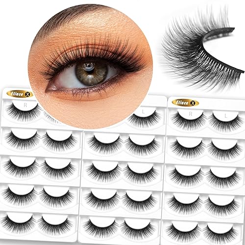 Eliace False Eyelashes Natural look Cat Eye Lashes Wispy Strips,15 Pairs, 3D Mink Lashes Volume Fluffy,Fake Eyelashes Thin Soft Band Comfortable Cross Beauty & Personal Care Eliace