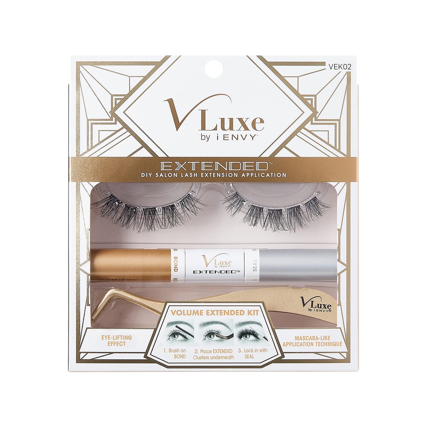 i•ENVY DIY Lash Extension Starter Kit With 10 Volume Extended Clusters, Applicator and Bond & Seal - Eye lifting Effect, Feather Light Reusable Lash Beauty & Personal Care i•ENVY