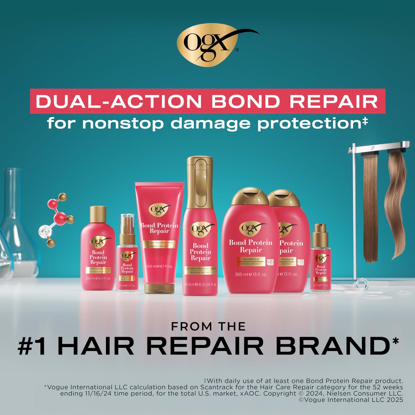OGX Repair & Protect Bond Protein Repair 3-in-1 Oil Mist, Hair Oil Protects Dry, Damaged Hair Against Frizz, Strengthens & Maintains Shine, Hair Mist Beauty & Personal Care OGX