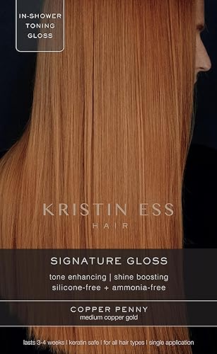 Kristin Ess Hair Copper + Auburn Hair Gloss Semi Permanent Hair Dye - Copper Penny - Shine Boosting Red, Auburn + Strawberry Blonde Color - Deep Beauty & Personal Care Kristin Ess