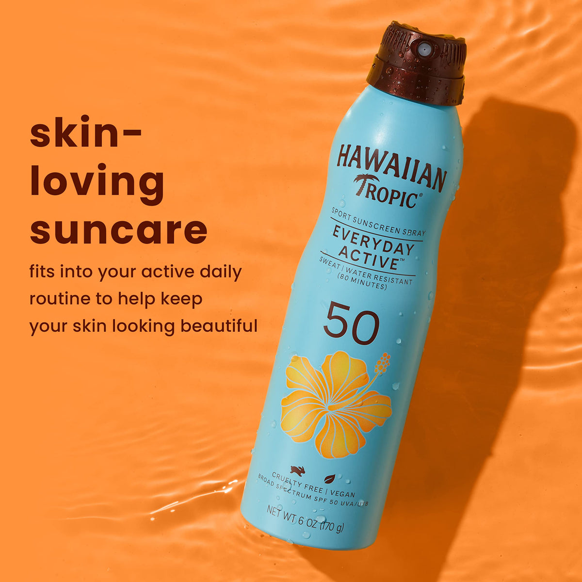 Hawaiian Tropic Everyday Active Clear Spray Sunscreen SPF 50, 6oz | Hawaiian Tropic Sunscreen Spray SPF 50, Sunblock, Oxybenzone-Free, 6oz Beauty & Personal Care Hawaiian Tropic