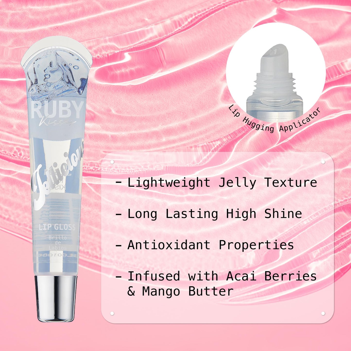 Ruby Kisses Jellylicious Lip Gloss, High-Shine Non-Sticky Hydrating Plump Beauty & Personal Care Ruby Kisses
