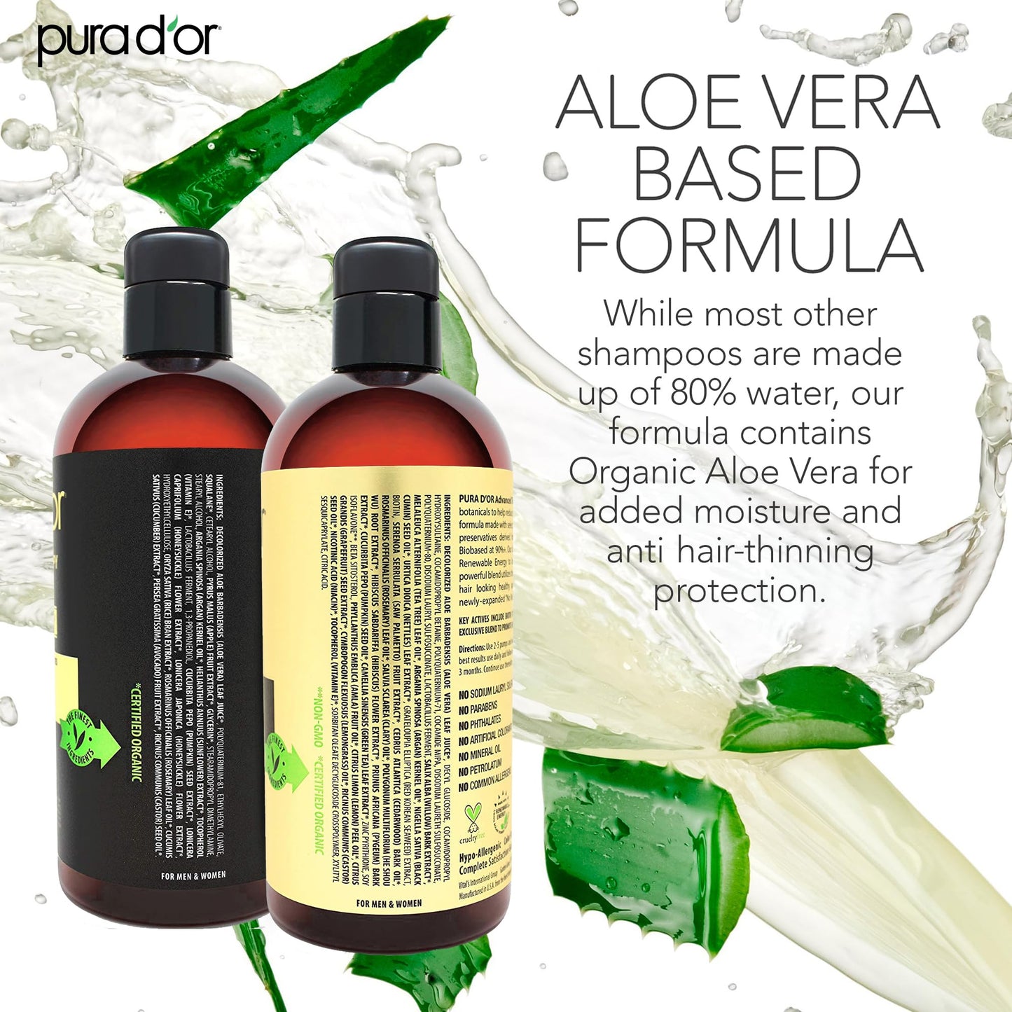 PURA D'OR Advanced Therapy Biotin Shampoo & Conditioner Hair Care Set For Hair Thinning, CLINICALLY TESTED Effective Results, Herbal Hair Thickening Beauty & Personal Care PURA D'OR