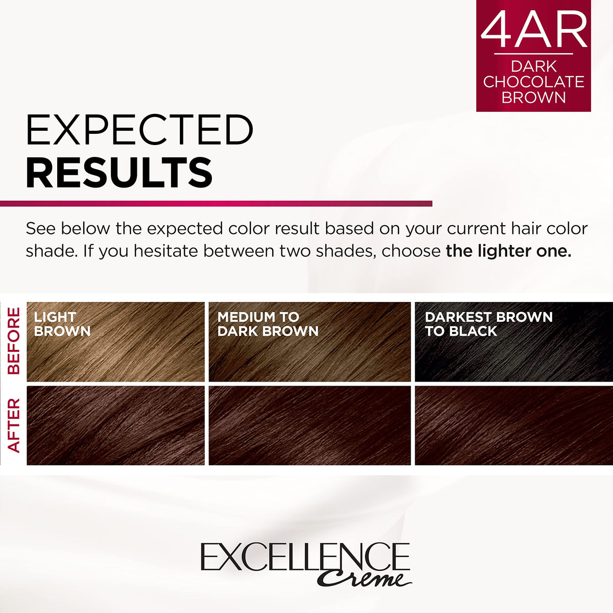 L'Oreal Paris Excellence Creme Permanent Hair Color, 4AR Dark Chocolate Brown, 100 percent Gray Coverage Hair Dye, Pack of 3