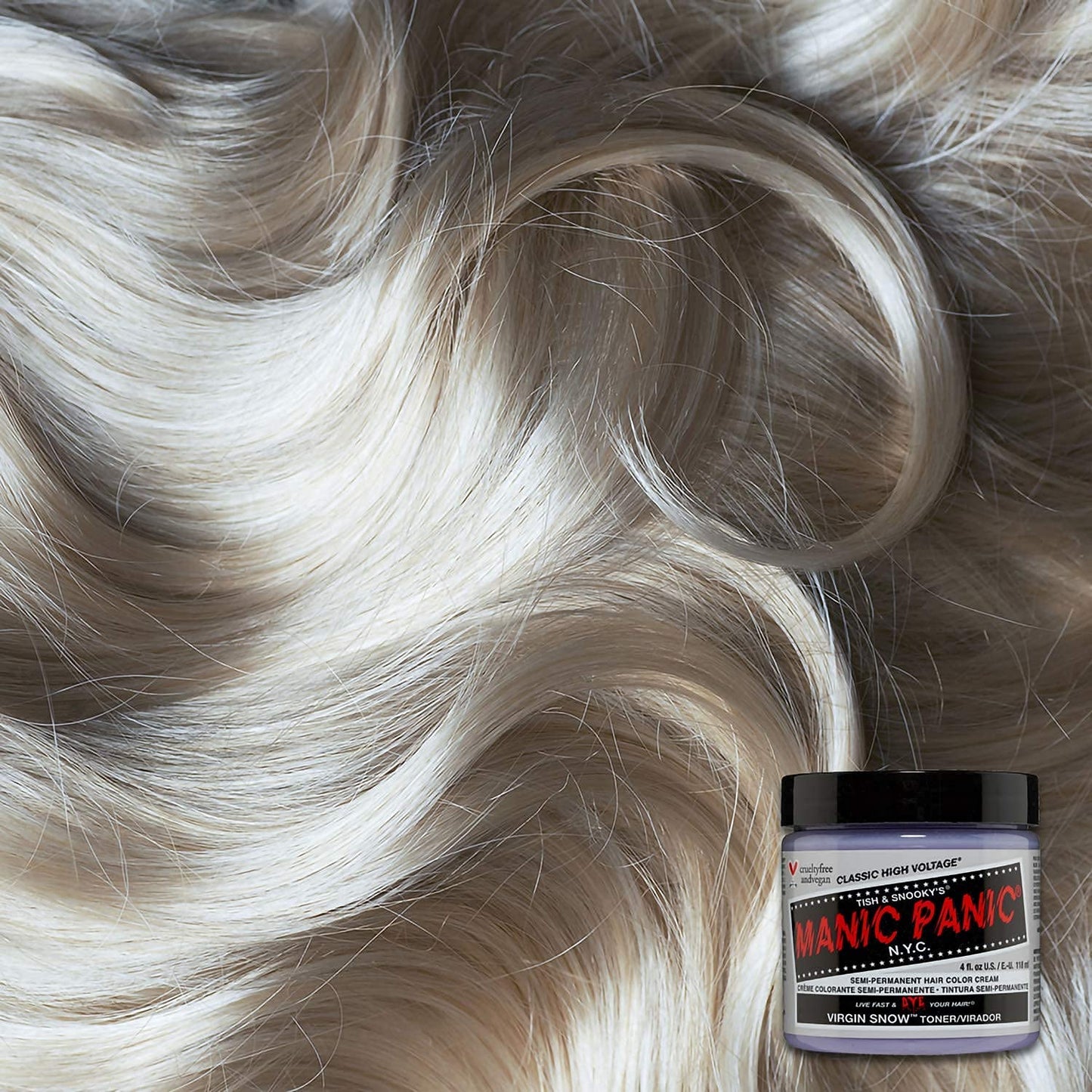 MANIC PANIC Virgin Snow Hair Toner - Classic High Voltage - Semi Permanent Blue Toner for Blonde, Bleached, Brassiness Orange Hair & Brassy Tones Beauty & Personal Care MANIC PANIC