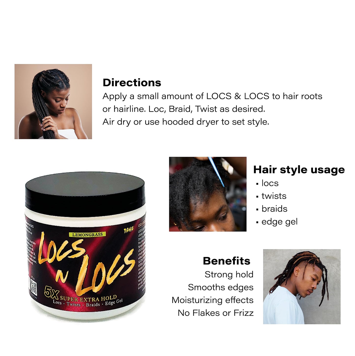 Taha Locs & Locs Gel - 5X Super Extra Hold, Natural & Non-Damaging for Locs, Braids, Twists - 16 Oz (Tea Tree, 1 Pound(Pack of 1)) Beauty & Personal Care Taha