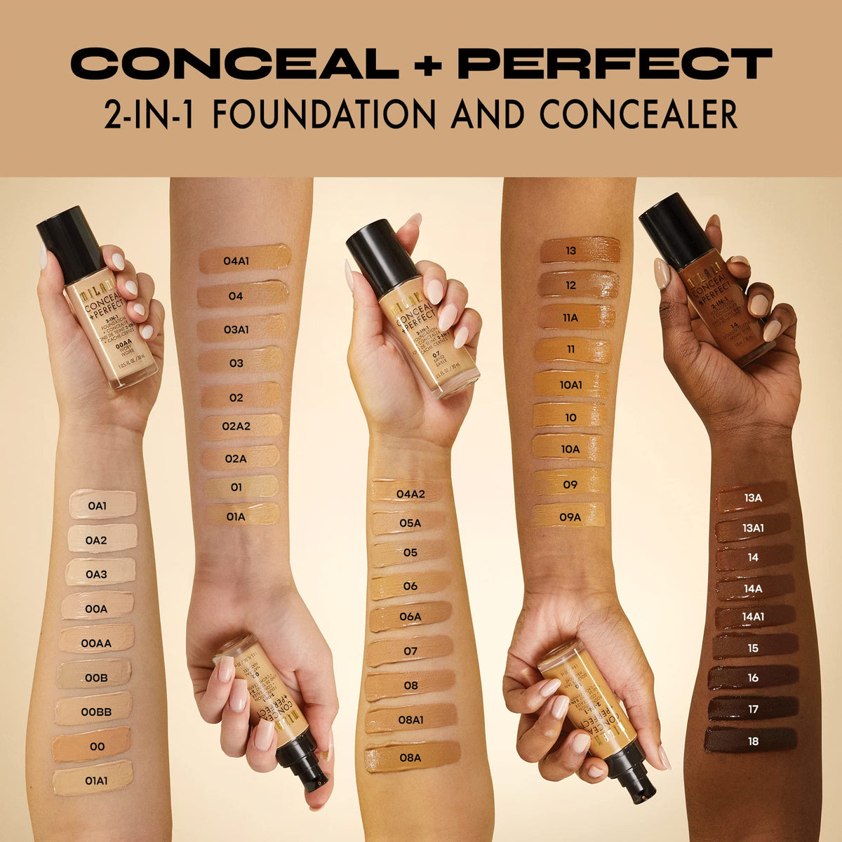 Milani Conceal + Perfect 2-in-1 Foundation + Concealer for a Flawless Complexion, Under Eye Corrector, Cover Redness and Imperfections, Waterproof Beauty & Personal Care Milani