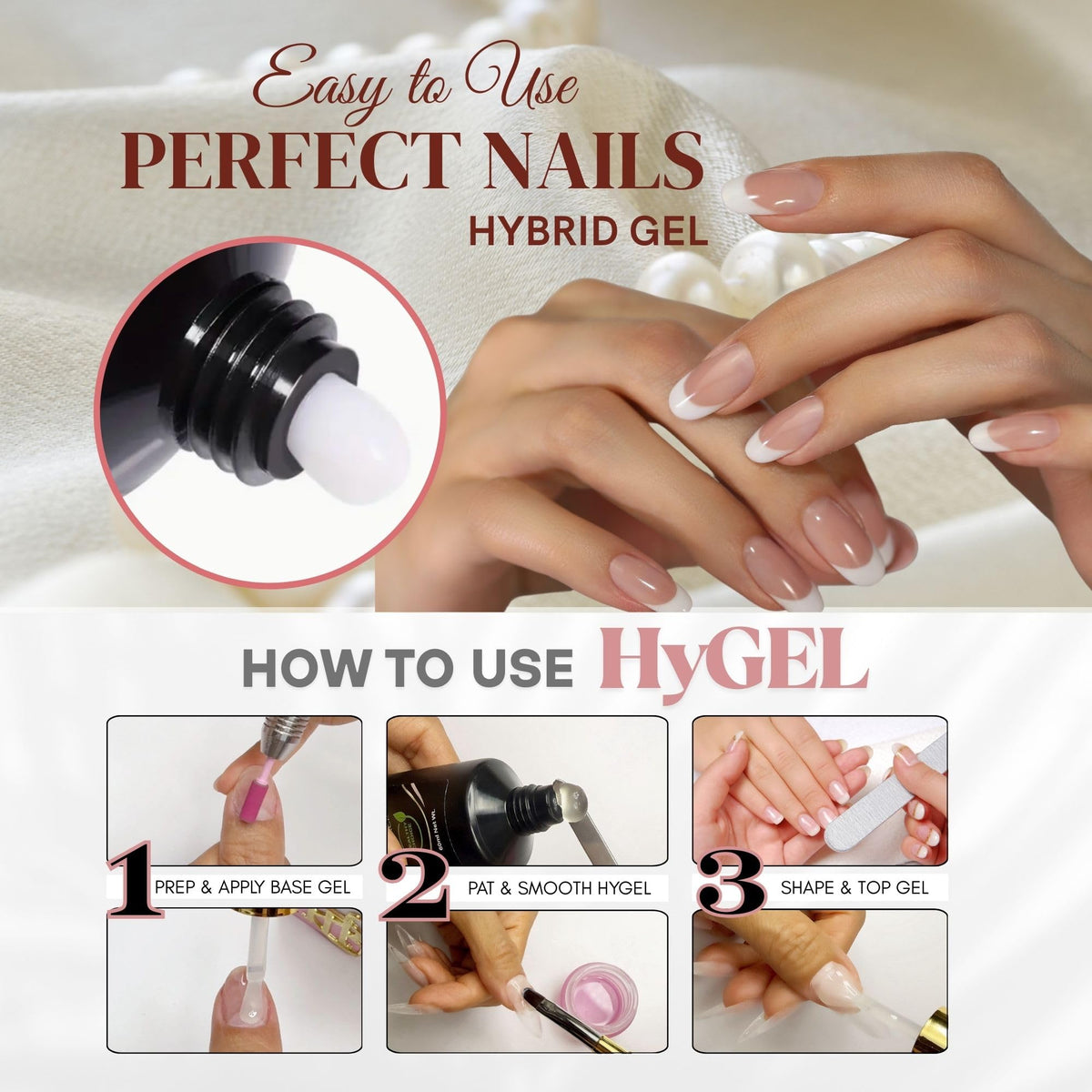 HyGEL Hybrid Nail Gel, Nude Skin Collection SINGLES, 60ml (Blushy Sparkle, NS02)