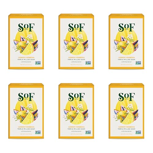South Of France SoF Triple Milled Bar Soap - With Coconut Oil & Organic Shea Butter- Vegan & Non GMO- Free From Phthalates, Sulfates & Parabens- Lemon Beauty & Personal Care South Of France