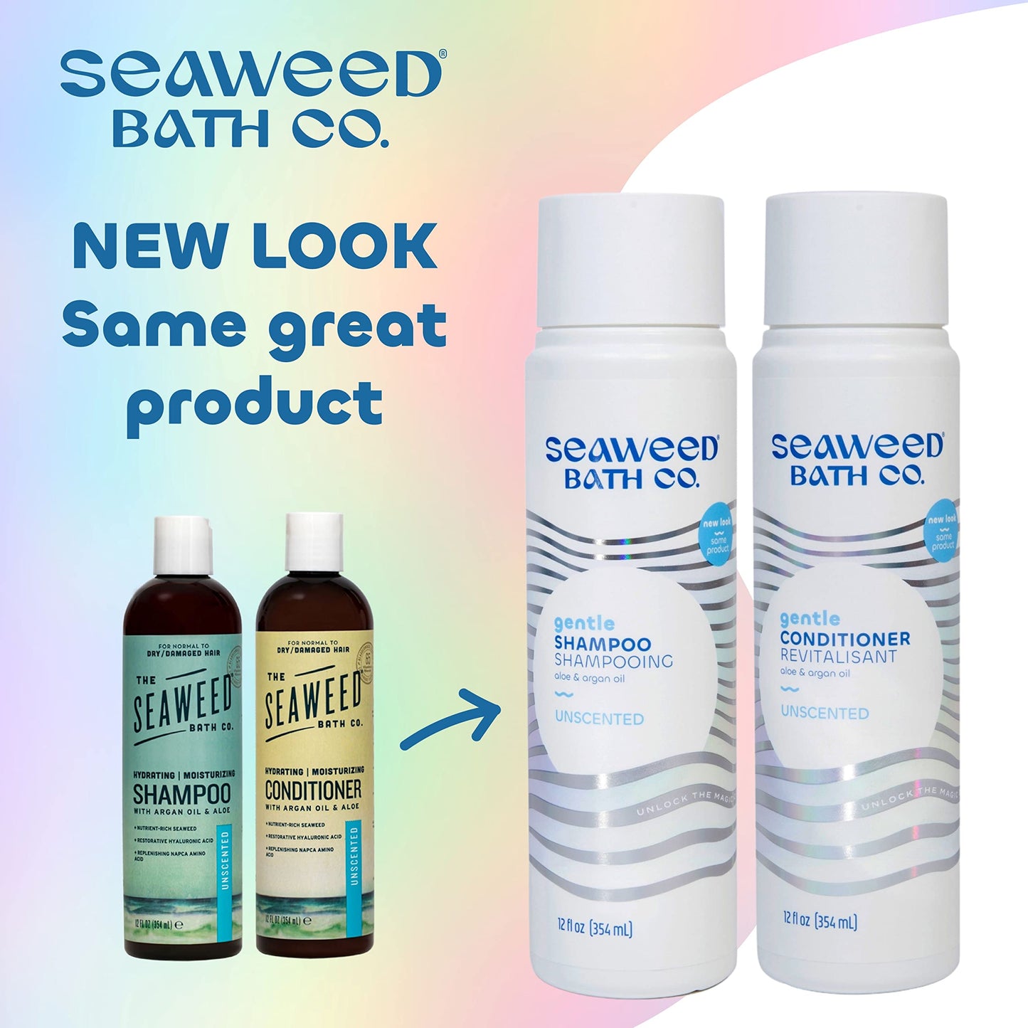 Seaweed Bath Co. Gentle Shampoo and Conditioner Set - Unscented - Nourishing Hair Care With Hyaluronic Acid, Aloe, Argan Oil, For Sensitive Scalps Beauty & Personal Care The Seaweed Bath Co.