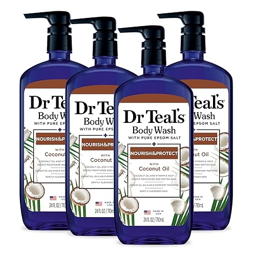 Dr Teal's Body Wash with Pure Epsom Salt, with Coconut Oil, 24 fl oz (Pack of 4) Beauty & Personal Care Dr Teal's