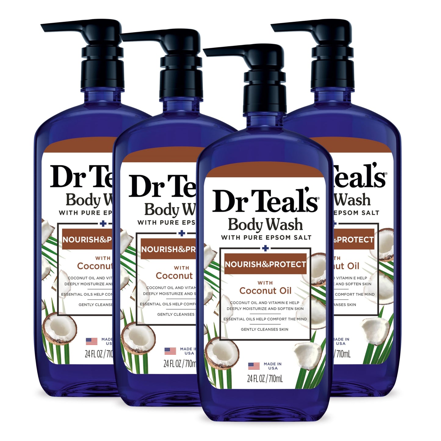 Dr Teal's Body Wash with Pure Epsom Salt, with Coconut Oil, 24 fl oz (Pack of 4) Beauty & Personal Care Dr Teal's
