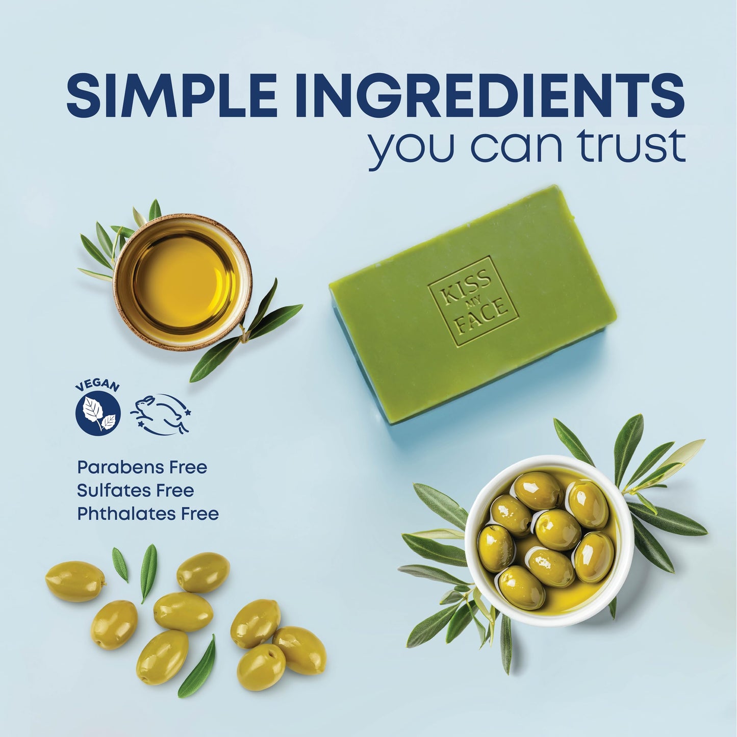 Kiss My Face Olive Oil Fragrance Free Bar Soap - Moisturizing Bar Soap - Cruelty Free Vegan Soap - Palm Oil Free - 4 oz Per Bar, 1 Pack (Packaging May Beauty & Personal Care Kiss My Face