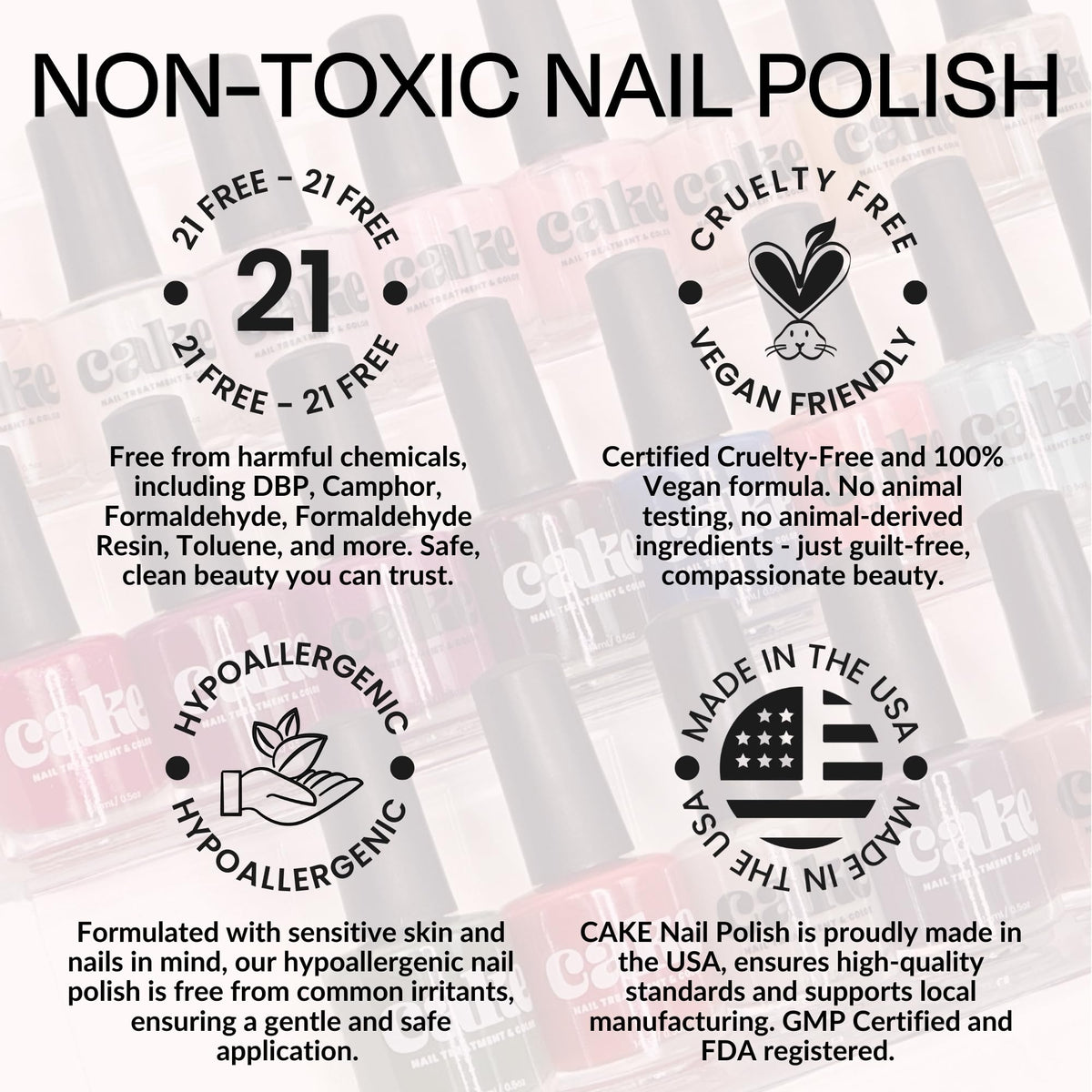 CAKE Chemical Free Nail Polish, Nail Strengthener and Growth, Nail Repair for Damaged Nails, Fingernail Polish, Natural Nail Polish, Nail Concealer