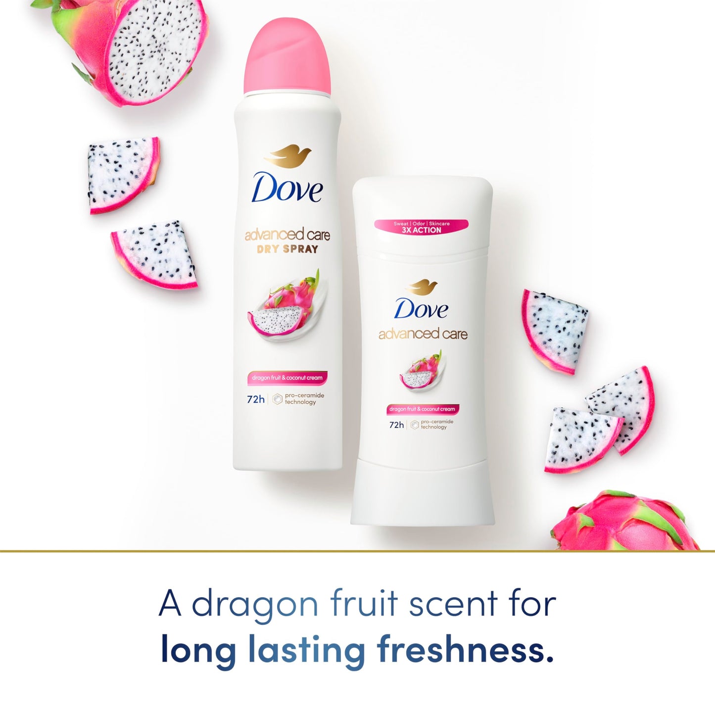 Dove Advanced Care Antiperspirant Deodorant for Women Dragon Fruit & Coconut Cream 3 pack 72 hour sweat and odor protection 2.6 oz Beauty and Personal Care Dove