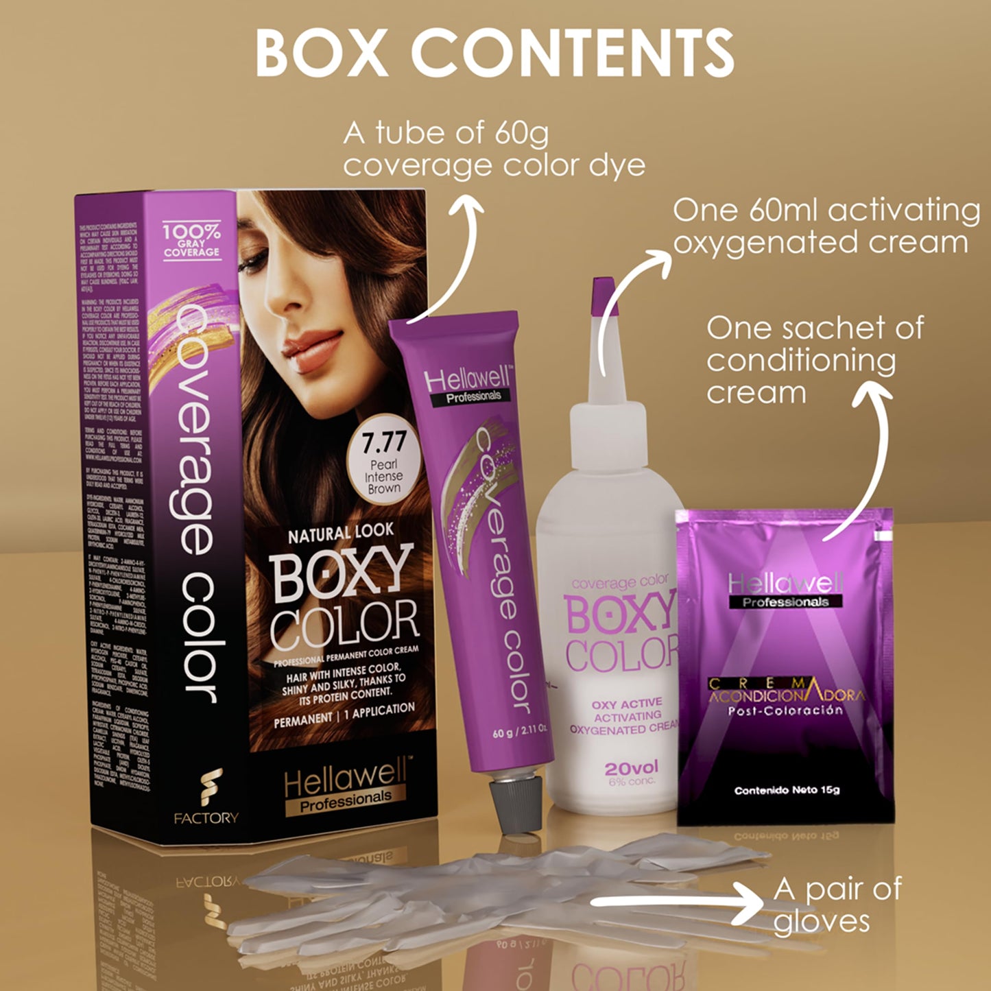BOXY COLOR Coloring kit professional, permanent color cream hair dye with Vegetal Protein to get Hair with intense color shiny and silky. 100% Gray Beauty & Personal Care HELLAWELL PROFESSIONALS