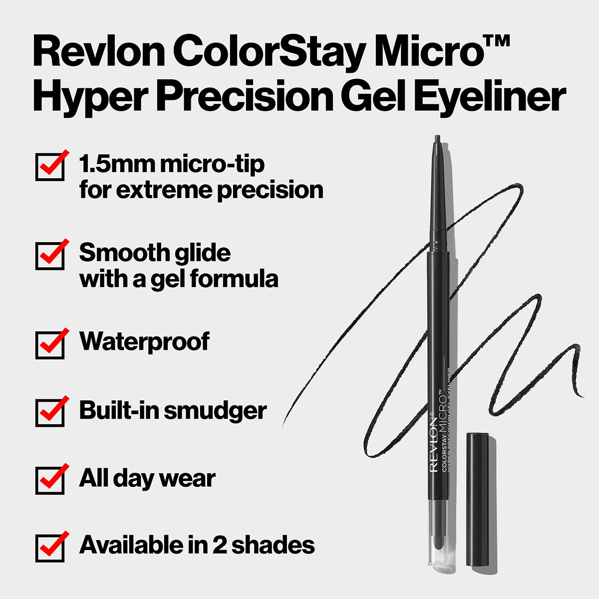 Revlon Gel Eyeliner, ColorStay Micro Hyper Precision Eye Makeup with Built-in Smudger, Waterproof, Stocking Stuffer for Women, 215 Brown, 0.002 oz Beauty & Personal Care REVLON