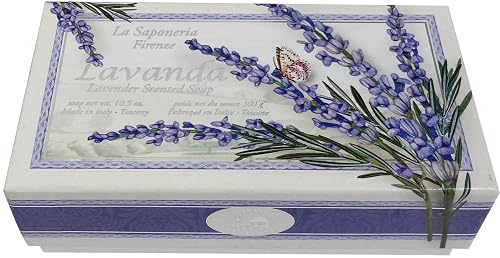 Bath Soap La Saponeria Firenze by Saponificio Artigianale Fiorentino Italian Spa Cleanser Made In Tuscany 10.5 Ounce Decorative Bar Lavanda (Lavender) Beauty & Personal Care Saponificio Artigianale Fiorentino