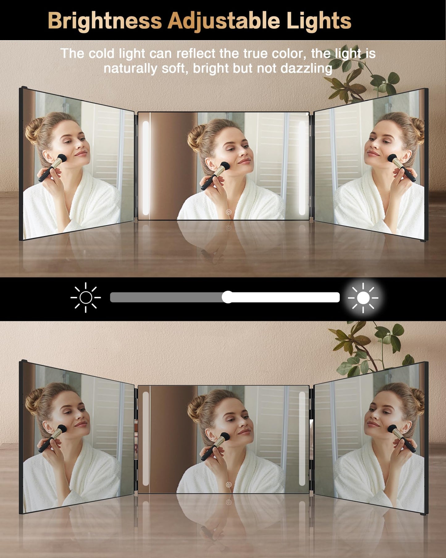 JUSRON 360 Viewing Angle Self Hair Cutting Mirror, Clear Anti-Fog HD Glass, USB Rechargeable, Easy to Use, Height Adjustable, Portable, Good Choice Beauty and Personal Care JUSRON