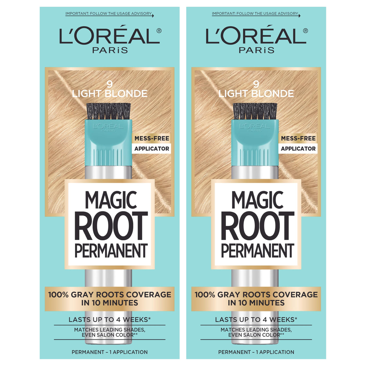 L’Oréal Paris Magic Root Permanent Hair Color, 10 Minute Hair Dye Kit to Rescue Roots with 100% Gray Hair Coverage, 9 Light Blonde, 2 Pack (Packaging Beauty & Personal Care L'Oreal Paris