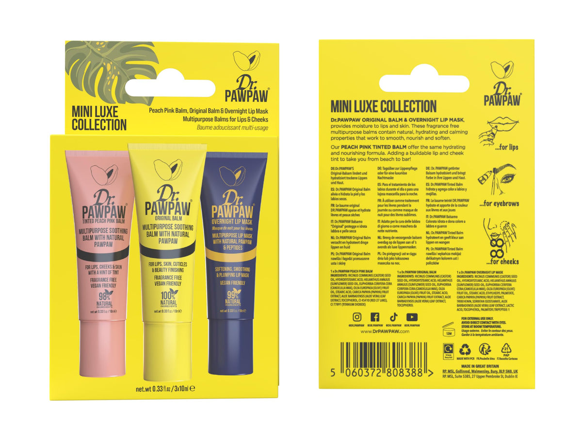 Dr. PawPaw Mini Luxe Collection Trio - Lip Balm and Mask Giftset - Moisturizing with Natural Peptides for Smooth, Plumped Results - 3 pc Beauty and Personal Care Dr. PAWPAW ORIGINAL BALM