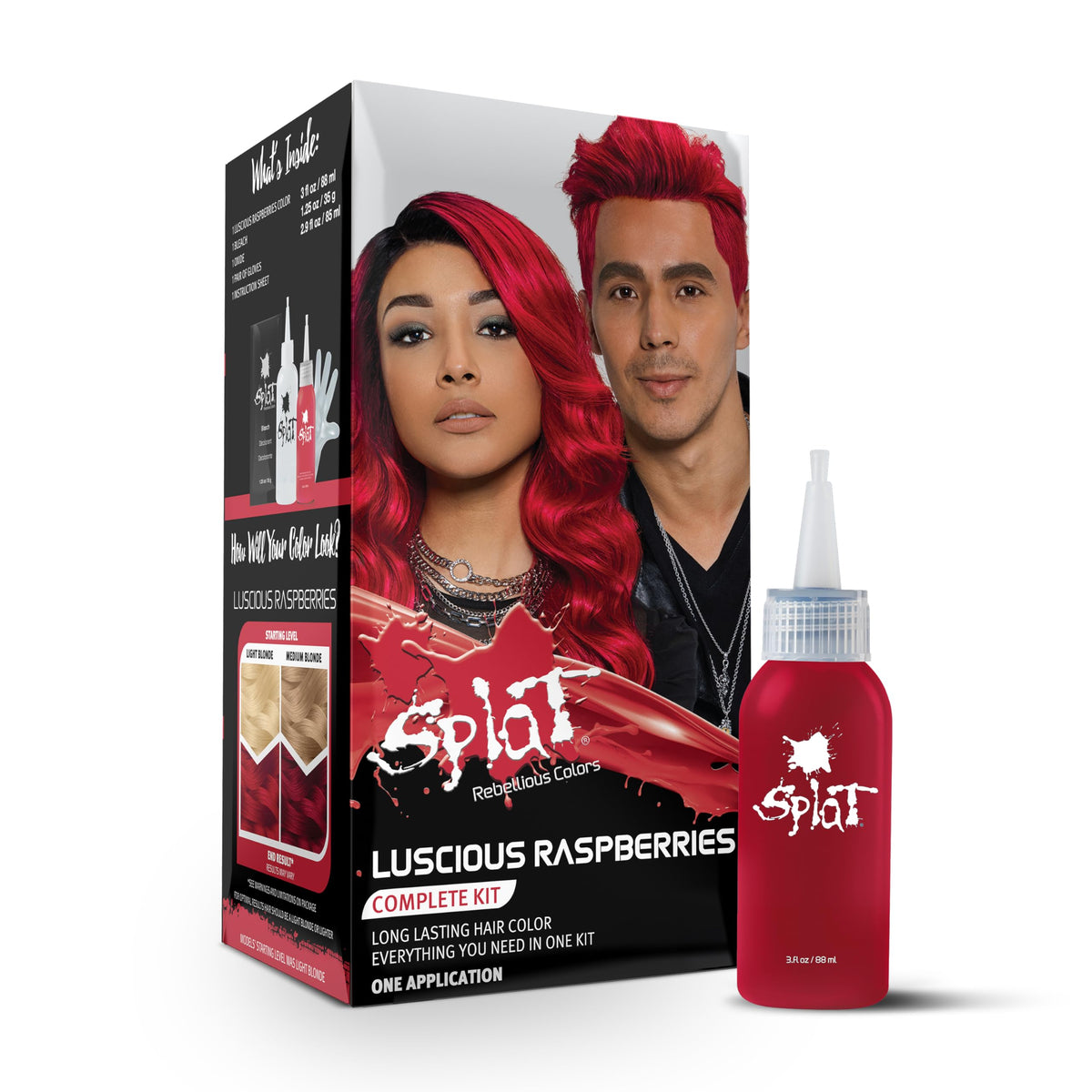 Splat Luscious Raspberries Semi Permanent Hair Dye Kit with Bleach, 1 Application, Includes Red Hair Dye, Oxide & Bleach Powder, Vegan & Cruelty Free Beauty & Personal Care Splat