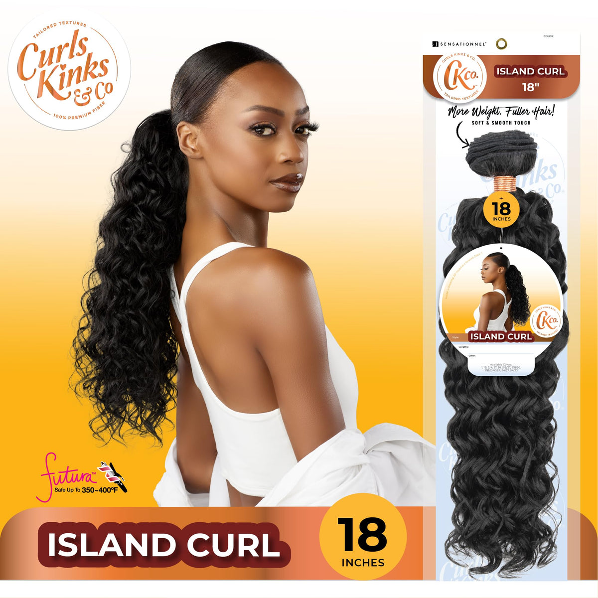 Sensationnel CKCO Synthetic Bundle-Island Curl,18 inch, 1 JETBLACK