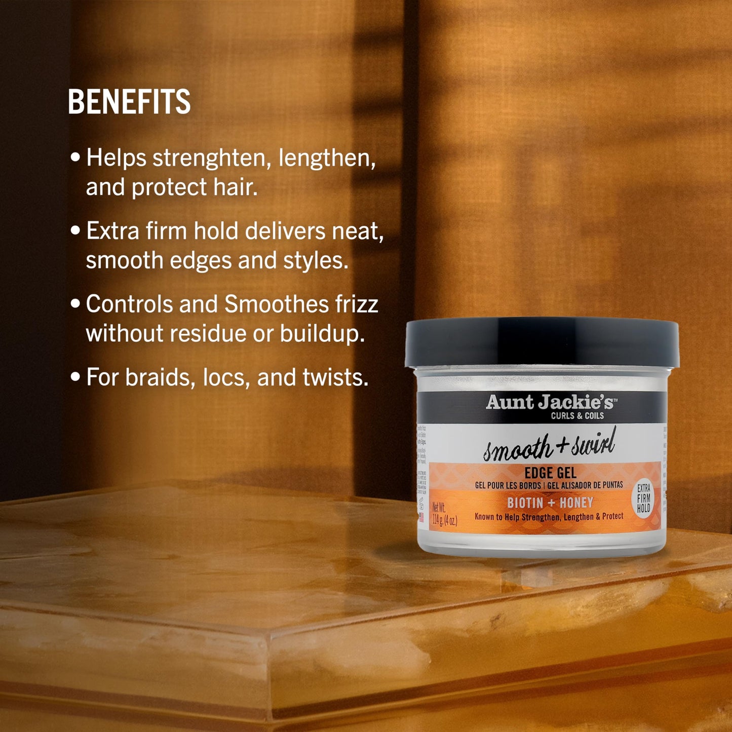 Aunt Jackie's Award-Winning Braid + Twist Collection Smooth + Swirl Edge Gel with Extra Firm Hold, 4oz Beauty & Personal Care Aunt Jackie's