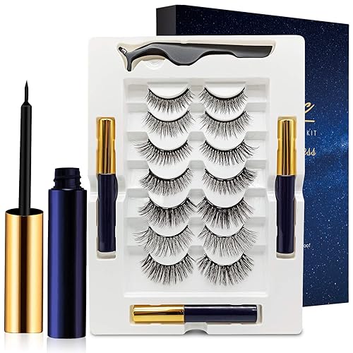 Magnetic Eyelashes with Eyeliner Kit - DUOERLA Magnetic Lashes with Eyeliner Natural Looking - 3 Tubes Magnetic Eyeliner and Lashes Kit, 7 Pairs 3D Beauty & Personal Care DEL DUOERLA