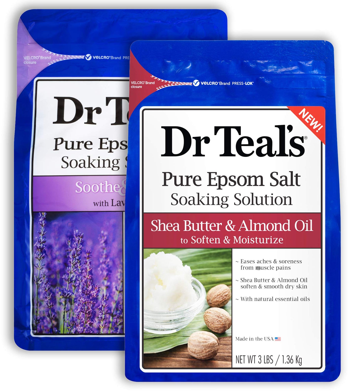Dr Teal's Epsom Salt Bath Variety Gift Set (2 Pack, 3lb Ea) - Soothe & Sleep Lavender, Soften & Moisturize Shea Butter & Almond Oil - Ease Aches Beauty and Personal Care Dr Teal's
