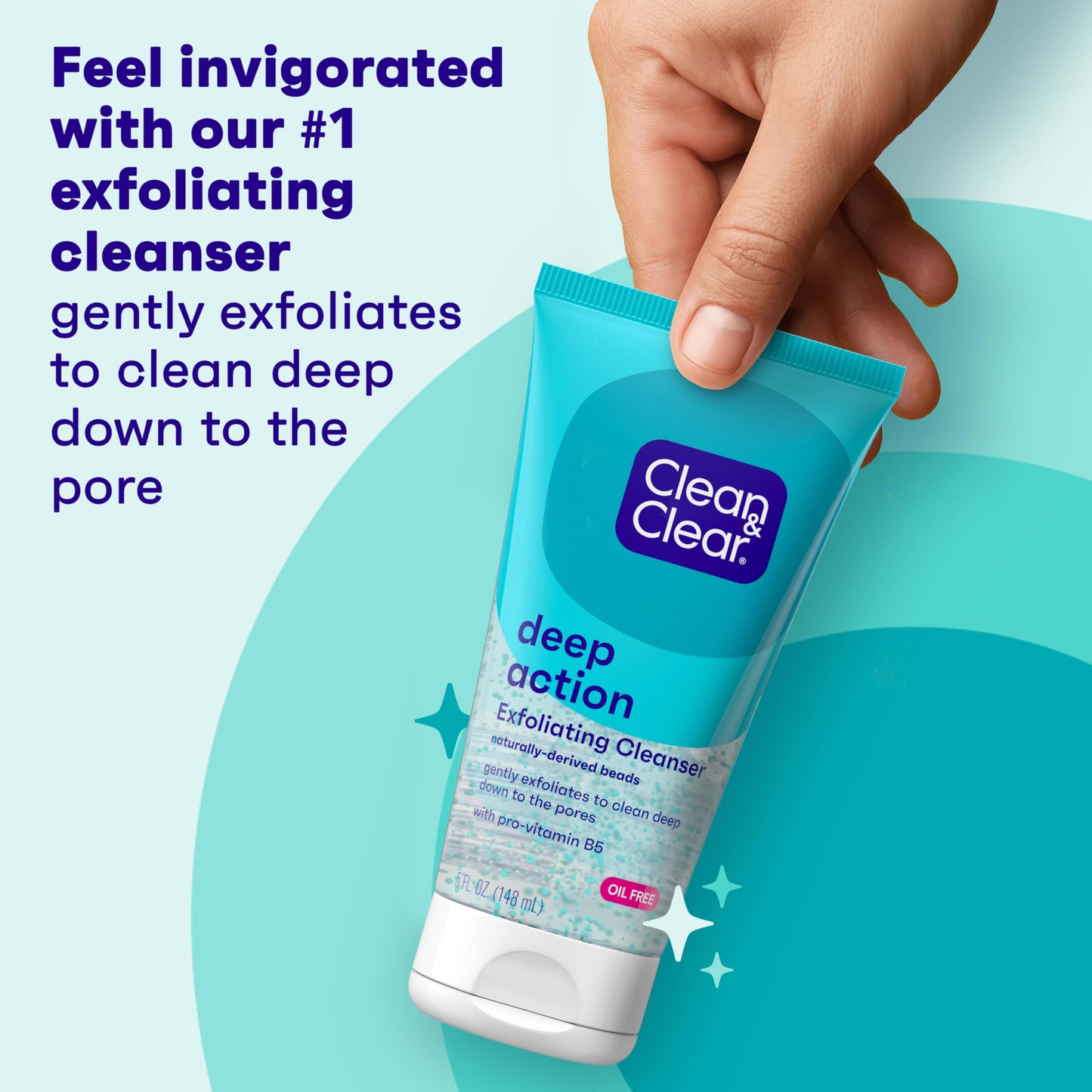 Clean & Clear Deep Action Exfoliating Face Wash Scrub with Pro-Vitamin B5, Daily Exfoliating Facial Cleanser Cleans Deep Down to Pores for Smooth Beauty & Personal Care Clean & Clear