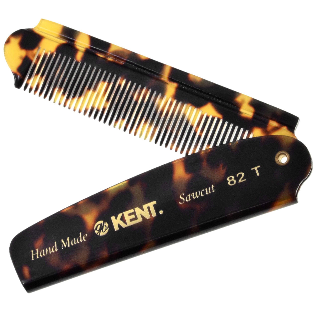 Kent 82T TY Handmade Folding Pocket Comb for Men, Fine Tooth Hair Comb Straightener for Everyday Grooming Styling Hair, Beard or Mustache, Use Dry or