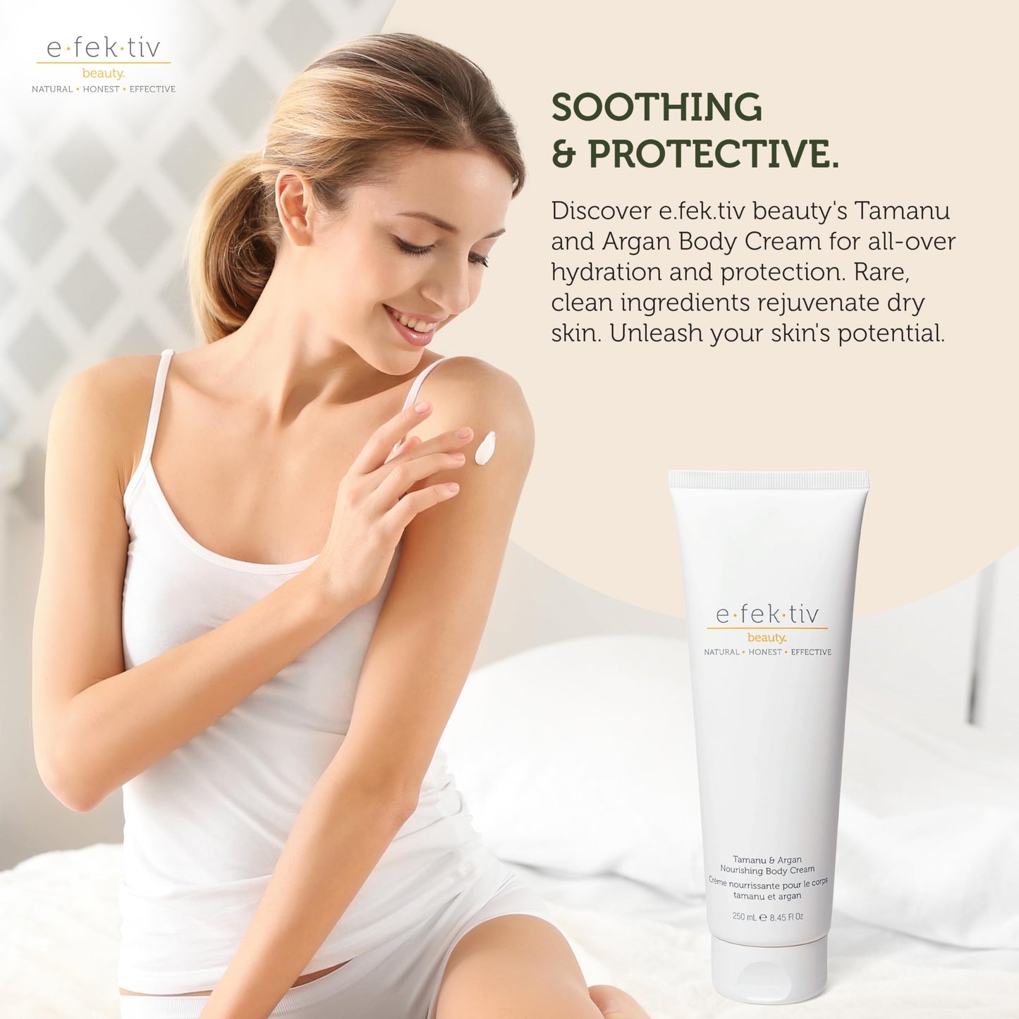 e.fek.tiv beauty Tamanu and Argan Nourishing Body Cream - Deep Hydrating Moisturizer - Rejuvenates Dry and Dehydrated Skin - Vegan - Sulfate-free Beauty & Personal Care e.fek.tiv beauty