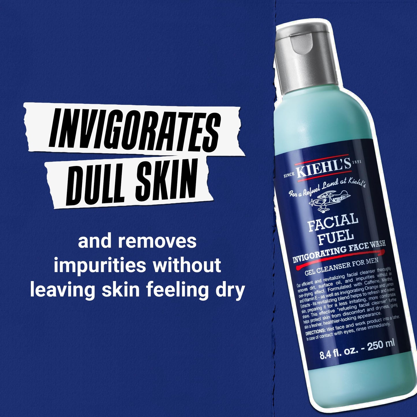 Kiehl's Facial Fuel Face Wash, Refreshing + Invigorating Men's Gel Cleanser, with Caffeine, Vitamin E and Menthol, Non-Drying Formula Moisturizes Beauty and Personal Care Kiehl's