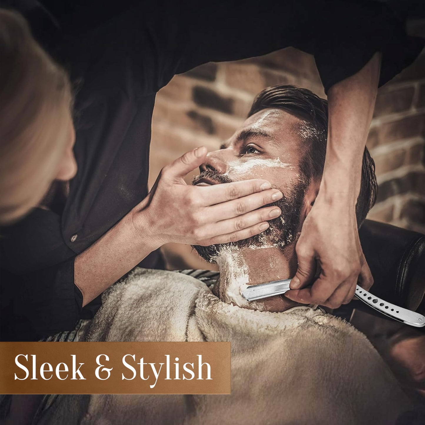 Facón Straight Razors for Men - Professional Barber Straight Edge Razor Kit with 100 Blades, Classic Stainless Steel Barbero Shaver for a Smooth Beauty and Personal Care FACON
