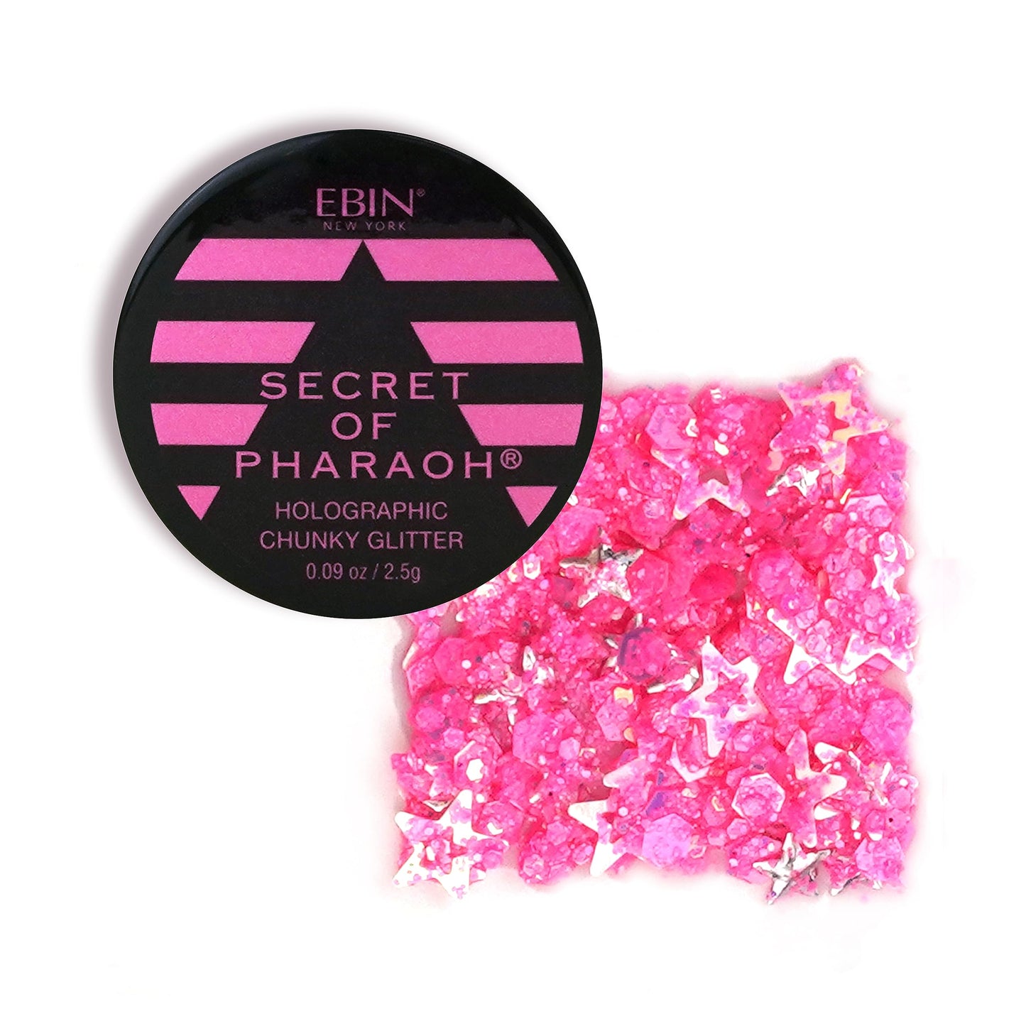 Secret of Pharaoh Holographic Chunky Glitter Gel for Face, Body, Hair - Pink Passion | Vibrant Colores, Festival and Party Makeup - Versatile Beauty & Personal Care EBIN NEW YORK