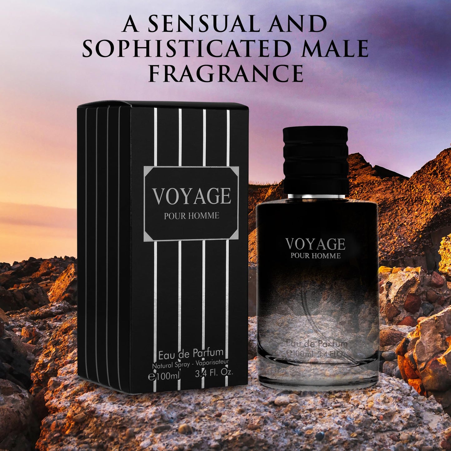 Voyage for Men Eau De Parfum - Sophisticated Male Fragrance Composition of bergamot, Pepper, Lavender, Star Anise & Nutmeg - Base of Peppery & Vanilla Beauty & Personal Care URBAN COLLECTION
