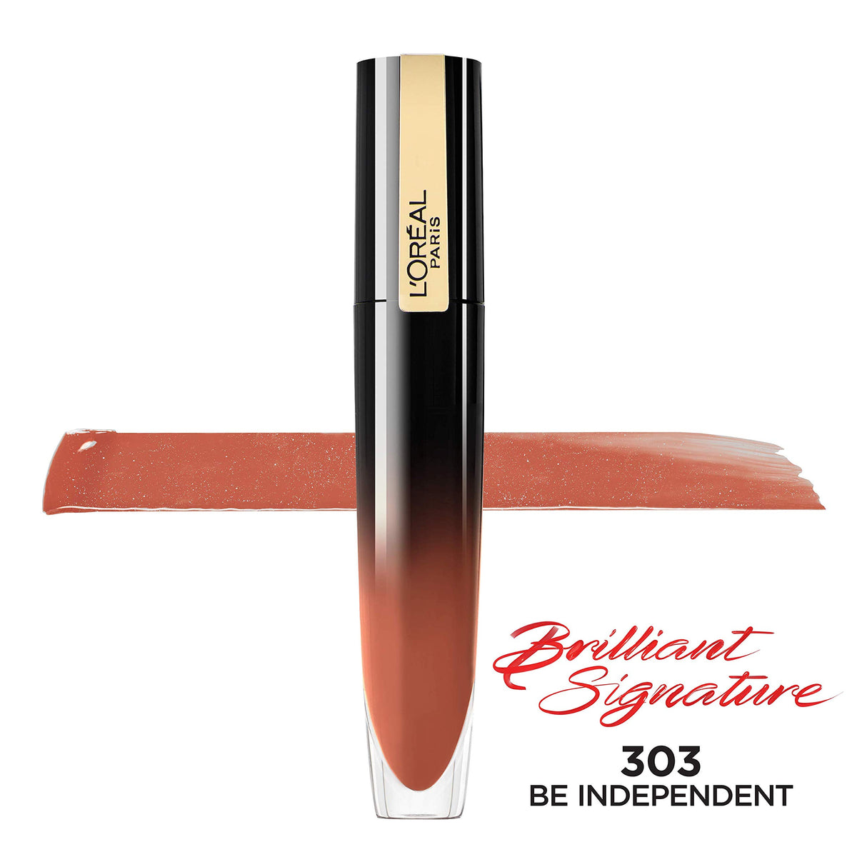 L'Oreal Paris Brilliant Signature Shiny Lip Stain Lipstick, Be Independent,0.21 Fl Oz.