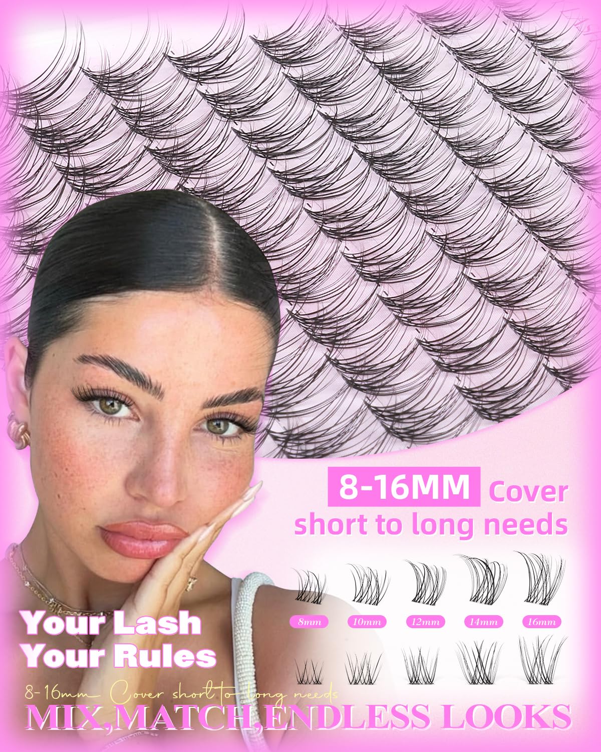 Wispy Lash Clusters Kit Venus Invisible Band Eyelash Clusters 8-16mm Lash Extension Kit Natural Lashes Clusters Eyelash Extension Kit with Thin Band Beauty and Personal Care wtvane