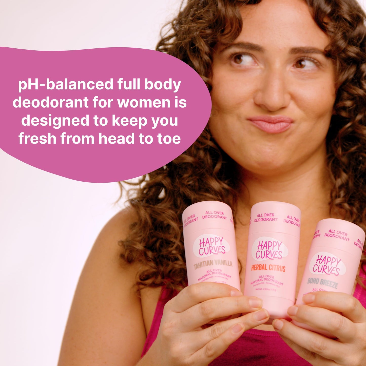 HAPPY CURVES Whole Body Deodorant for Women - Aluminum-Free - Sensitive Skin Invisibile All Day Layer of Full Body Protection for Odor Control Only Beauty and Personal Care HAPPY CURVES
