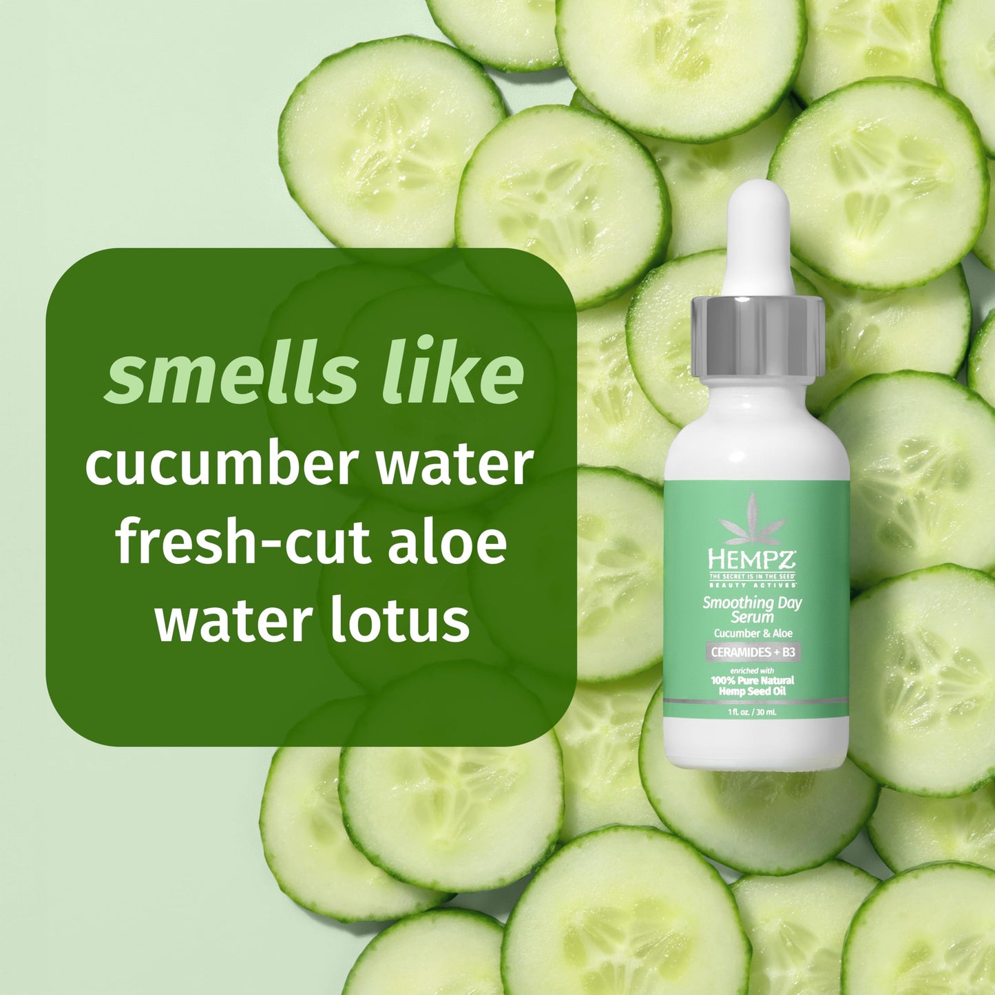 Hempz Cucumber Aloe, Facial Serum, Beauty Actives with Ceramides for dry to normal skin, for men and women, 1oz Beauty & Personal Care Hempz